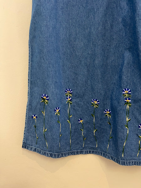 Denim embroidered dress - Size XXL