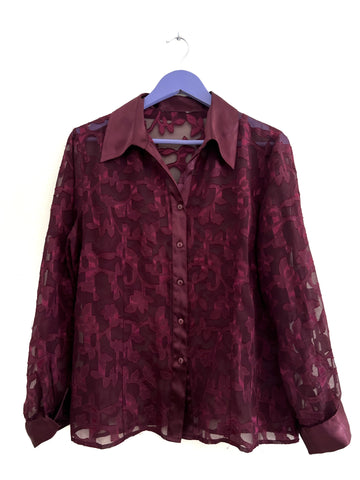 Merlot sheer blouse - Size Large