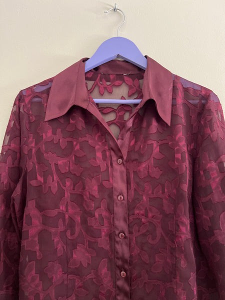 Merlot sheer blouse - Size Large