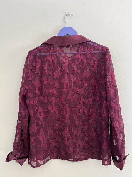 Merlot sheer blouse - Size Large