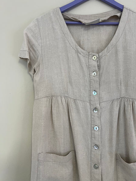 Sand grey button dress - Size Large