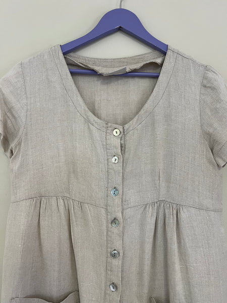 Sand grey button dress - Size Large