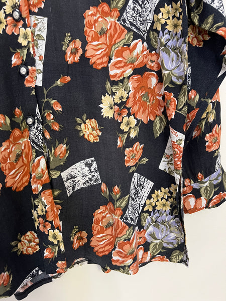 Brown floral blouse - Size 12