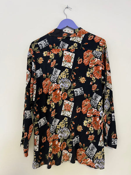 Brown floral blouse - Size 12