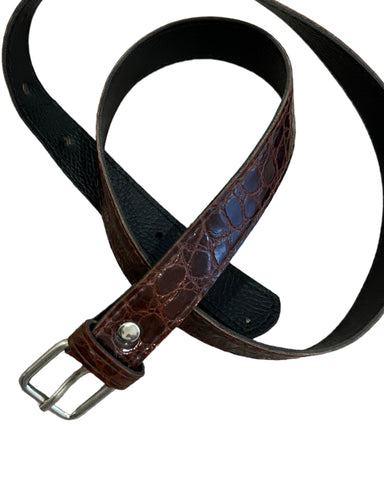 Dark brown gloss belt - Size XS