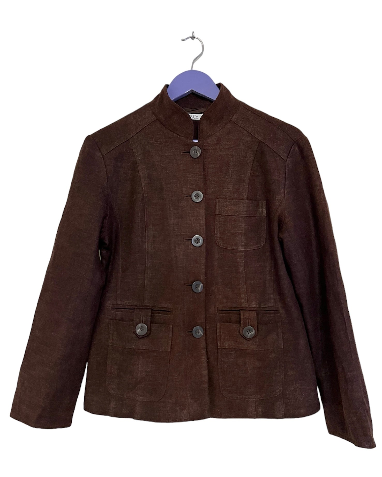 Chocolate linen jacket - Size 10