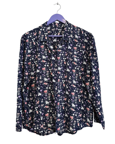 Navy floral blouse - Size XL