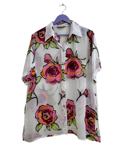 Rose sheer blouse - Size XL