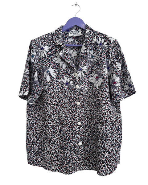 Grey floral blouse - Size 10