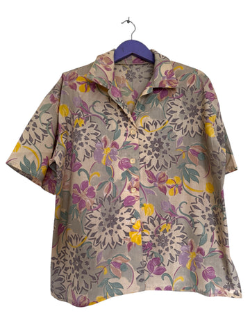 Grey vintage floral shirt - Size XL