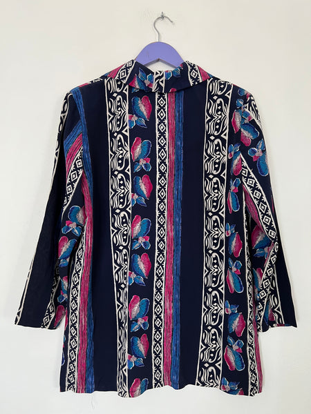 Navy patterned blouse - Size XL