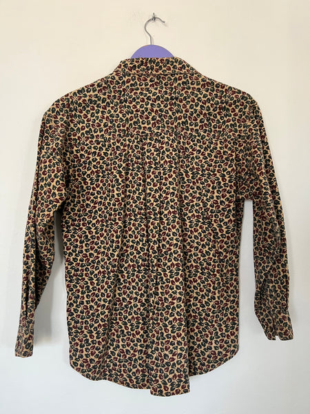 Brown cotton leaf shirt - Size Small